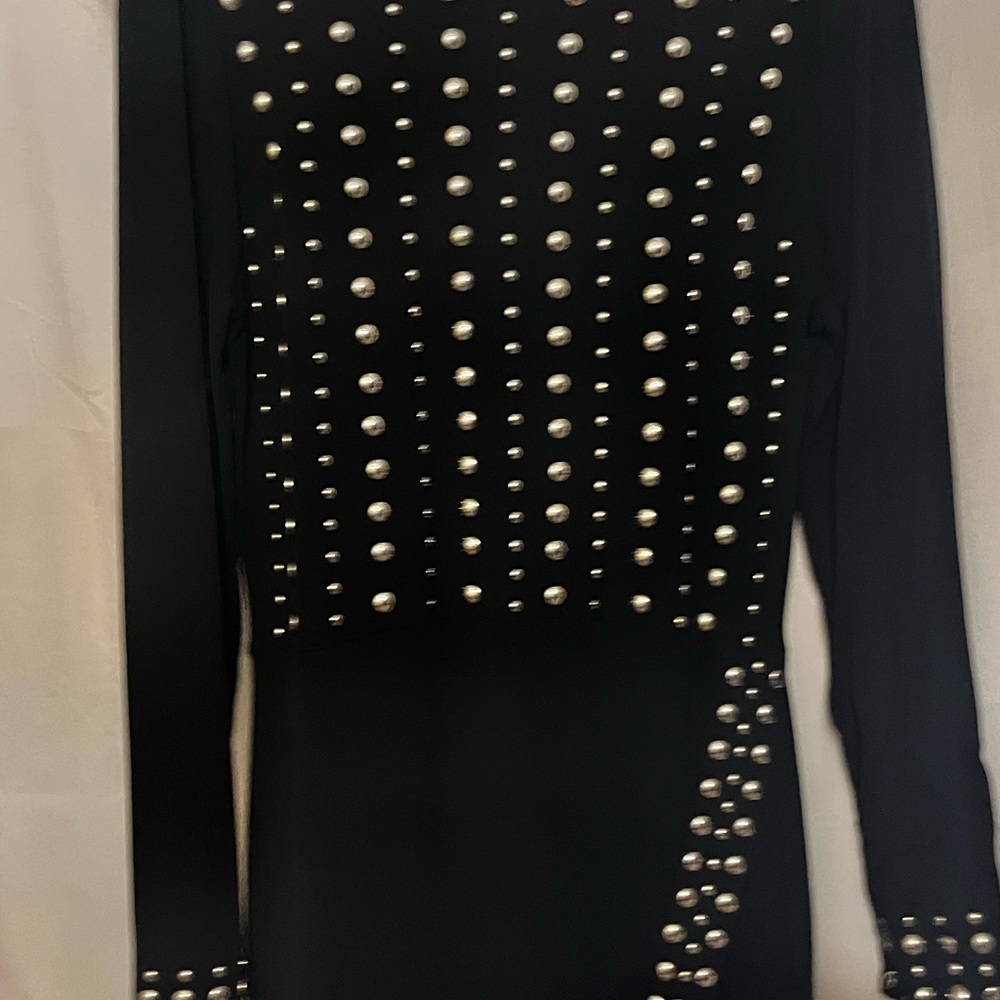 INC International Concepts Black Long-Sleeve Studded Bodycon Dress